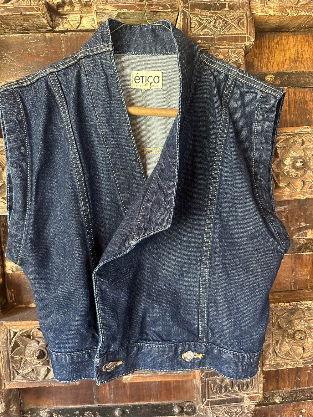 Etica Dark Blue Denim Vest